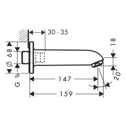 hansgrohe Wanneneinlauf E/S DN 20, Chrom... HANSGROHE-13414000 4011097532509 (Abb. 1)