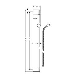 hansgrohe Unica Brausestange Crometta 959mm mit Metaflex Brauseschlauch 1,60m, Chro... HANSGROHE-27614000 4011097570167 (Abb. 1)