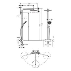 hansgrohe Raindance Select S Showerpipe 240mm 2jet 15l/min mit Thermostat, Chrom... HANSGROHE-27129000 4011097718132 (Abb. 1)