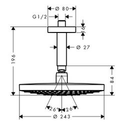 hansgrohe Raindance Select S Kopfbrause 240mm 2jet 9l/min EcoSmart mit Deckenanschl... HANSGROHE-26469000 4011097720524 (Abb. 1)