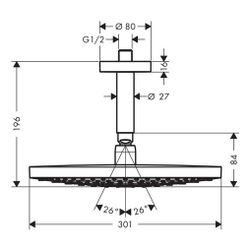 hansgrohe Raindance Select S Kopfbrause 300mm 2jet 17l/min mit Deckenanschluss, Wei... HANSGROHE-27337400 4011097720593 (Abb. 1)