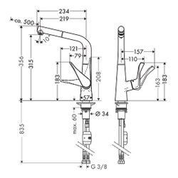 hansgrohe Metris M71 Einhebel-Küchenmischer 320mm 7,7l/min Edelstahl Finish, mit Au... HANSGROHE-14821800 4011097718347 (Abb. 1)