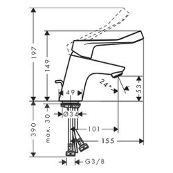 hansgrohe Focus Einhebel-Waschtischmischer 70mm 5l/min Zugstangen-Garnitur mit extr... HANSGROHE-31910000 4011097725819 (Abb. 1)