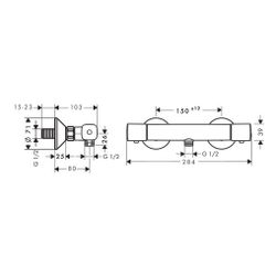 hansgrohe Ecostat universal Brausethermostat Aufputz DN 15, Chrom... HANSGROHE-13122000 4011097739205 (Abb. 1)