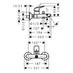 hansgrohe Logis Einhebel-Wannenmischer Aufputz 20l/min, Chrom... HANSGROHE-71400000 4011097738260 (Abb. 1)