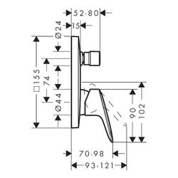 hansgrohe Logis Einhebel-Wannenmischer Unterputz 29l/min für iBox universal, Chrom... HANSGROHE-71405000 4011097738246 (Abb. 1)