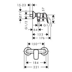 hansgrohe Logis Einhebel-Brausemischer Aufputz 28l/min, Chrom... HANSGROHE-71600000 4011097737799 (Abb. 1)