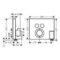 hansgrohe Shower Select Thermostat Unterputz Chrom für 2 Verbraucher mit Schlauchan... HANSGROHE-15765000 4011097719825 (Abb. 1)