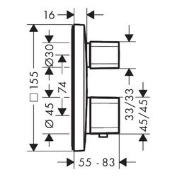 hansgrohe Ecostat E Thermostat Unterputz für 2 Verbraucher, Chrom... HANSGROHE-15708000 4011097741697 (Abb. 1)