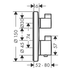 hansgrohe Ecostat S Thermostat Unterputz Chrom 29l/min für 2 Verbraucher... HANSGROHE-15758000 4011097741659 (Abb. 1)