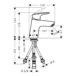 hansgrohe Logis Einhebel-Waschtischmischer 70mm 5l/min Chrom für Niederdruck/offene... HANSGROHE-71074000 4011097738673 (Abb. 1)