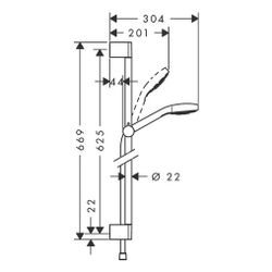 hansgrohe Croma Select S Brauseset 110mm Vario EcoSmart mit Brausestange 650mm 9l/m... HANSGROHE-26563400 4011097736433 (Abb. 1)