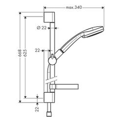 hansgrohe Croma 100 Brauseset Vario mit Brausestange 650mm 18l/min Seifenschale, Ch... HANSGROHE-27772000 4011097537405 (Abb. 1)