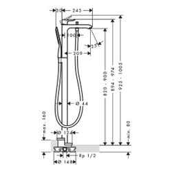 hansgrohe Metris Einhebel-Wannenmischer bodenstehend, Chrom... HANSGROHE-31471000 4011097760667 (Abb. 1)