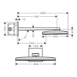 hansgrohe Rainmaker Select Kopfbrause 460mm 2jet 18l/min mit Brausearm 450mm, Schwa... HANSGROHE-24005600 4011097983103 (Abb. 1)
