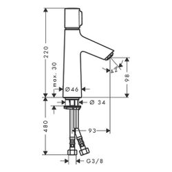 hansgrohe Talis Select S Waschtischmischer 100mm 5l/min ohne Garnitur, Chrom... HANSGROHE-72043000 4011097770192 (Abb. 1)