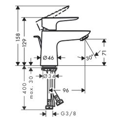 Hansgrohe Talis E Einhebel-Waschtischmischer 80mm, LowFlow mit Zugstangen-Ablaufgar... HANSGROHE-71727000 4059625807965 (Abb. 1)