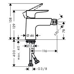 hansgrohe Talis E Einhebel-Bidetmischer 5l/min Chrom mit Push-Open Garnitur... HANSGROHE-71721000 4011097770802 (Abb. 1)