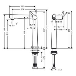 Hansgrohe Talis S Einhebel-Waschtischmischer 250mm 5l/min ohne Garnitur, Chrom... HANSGROHE-72116000 4011097782515 (Abb. 1)