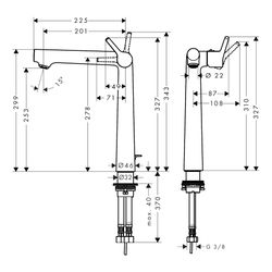 hansgrohe Talis S Einhebel-Waschtischmischer 250mm 5l/min für Aufsatzwaschtische mi... HANSGROHE-72115000 4011097782522 (Abb. 1)