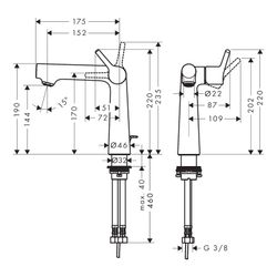 Hansgrohe Talis S Einhebel-Waschtischmischer 140mm 5l/min mit Zugstangen-Garnitur, ... HANSGROHE-72113000 4011097782546 (Abb. 1)