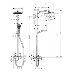 hansgrohe Crometta S Showerpipe 240mm 1jet 15l/min mit Einhebelmischer, Chrom... HANSGROHE-27269000 4011097775920 (Abb. 1)