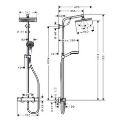 hansgrohe Crometta E Showerpipe 240mm 1jet 6,7l/min EcoSmart mit Thermostat, Chrom... HANSGROHE-27281000 4011097775890 (Abb. 1)