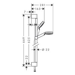 hansgrohe Crometta Brauseset 100mm 1jet EcoSmart mit Brausestange 650mm 6,7l/min We... HANSGROHE-26535400 4011097792026 (Abb. 1)