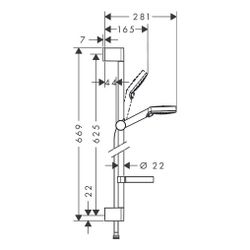 hansgrohe Crometta Brauseset 100mm Vario mit Brausestange 650mm 13,8l/min Seifensch... HANSGROHE-26553400 4011097791975 (Abb. 1)