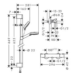 hansgrohe Crometta Brausesystem Aufputz Vario mit Ecostat 1001 CL Thermostat, Braus... HANSGROHE-27812400 4011097803265 (Abb. 1)