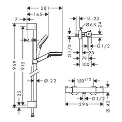 hansgrohe Crometta Brausesystem Aufputz Vario mit Ecostat 1001 CL Thermostat, Braus... HANSGROHE-27813400 4011097803272 (Abb. 1)