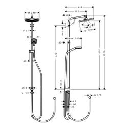 hansgrohe Crometta S Showerpipe 240mm 1jet 9l/min EcoSmart Reno, Chrom... HANSGROHE-27270000 4011097775913 (Abb. 1)