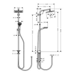 hansgrohe Crometta E Showerpipe 240mm 1jet 9l/min EcoSmart Reno, Chrom... HANSGROHE-27289000 4011097775876 (Abb. 1)