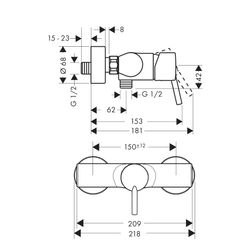 hansgrohe Talis S Brausenmischer Aufputz 27l/min DN 15, Chrom... HANSGROHE-32620000 4011097399423 (Abb. 1)