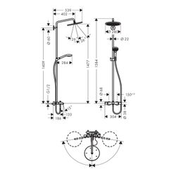 hansgrohe Croma Select S Showerpipe 280mm 1jet 19l/min mit Wannenthermostat, Chrom... HANSGROHE-26792000 4011097801698 (Abb. 1)