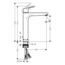hansgrohe Focus Einhebel-Waschtischmischer 230mm 5l/min mit Zugstangen-Garnitur für... HANSGROHE-31531000 4011097795201 (Abb. 1)