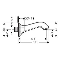 hansgrohe Metropol Classic Wanneneinlauf DN 20, Chrom... HANSGROHE-13425000 4011097801896 (Abb. 1)