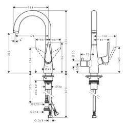 hansgrohe Spültischmischer 220 Talis M51 Geräteabsperrventil 1jet chrom... HANSGROHE-72811000 4011097823638 (Abb. 1)