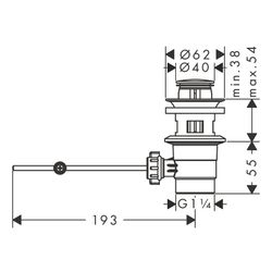 hansgrohe Ablaufventil Kunststoff mit Edelstahl Blende... HANSGROHE-92168000 4011097740010 (Abb. 1)