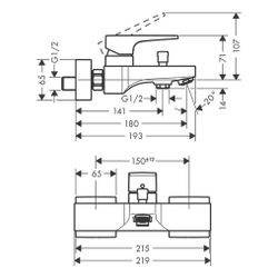 hansgrohe Metropol Einhebel-Wannenmischer Aufputz 22l/min mit Hebelgriff, Chrom... HANSGROHE-32540000 4011097812410 (Abb. 1)