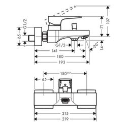 hansgrohe Metropol Einhebel-Wannenmischer Aufputz 22l/min mit Bügelgriff, Chrom... HANSGROHE-74540000 4011097812915 (Abb. 1)
