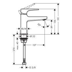 hansgrohe Metropol Standventil 100mm, mit Hebelgriff für Kaltwasser oder vorgemisch... HANSGROHE-32501000 4011097812762 (Abb. 1)