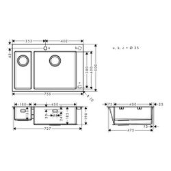 hansgrohe Einbauspüle S71 S711-F655180x450mm, Edelstahl... HANSGROHE-43309800 4059625007143 (Abb. 1)