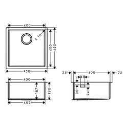 hansgrohe Unterbauspüle S71 S719-U400 400, Edelstahl... HANSGROHE-43425800 4059625007181 (Abb. 1)