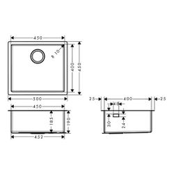 hansgrohe Unterbauspüle S71 S719-U450 450, Edelstahl... HANSGROHE-43426800 4059625007198 (Abb. 1)