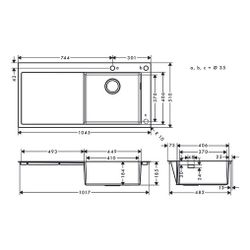 hansgrohe Einbauspüle S71 S717-F450450 mit Abtropffläche links, Edelstahl... HANSGROHE-43307800 4059625007112 (Abb. 1)