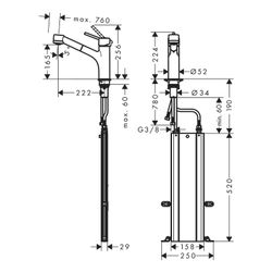 hansgrohe Spültischmischer 170 Talis M52 Ausziehbrause 2jet sBox chrom... HANSGROHE-73860000 4059625017364 (Abb. 1)