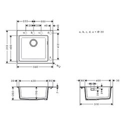 hansgrohe Einbauspüle S51 S510-F450450, Graphitschwarz... HANSGROHE-43312170 4059625104781 (Abb. 1)