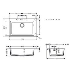 hansgrohe Einbauspüle S51 S510-F660660, Graphitschwarz... HANSGROHE-43313170 4059625104750 (Abb. 1)