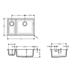 hansgrohe Unterbauspüle S51 S510-U635 180x450mm, Steingrau... HANSGROHE-43433290 4059625104835 (Abb. 1)